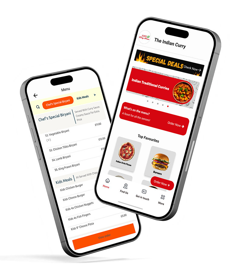 The Indian Curry House Helensburgh App Mockup